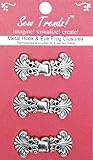 SEW Trendz Metal Frogs Button Sew On Closures Clasp Clip Hook & Eye Fastener Sewing Renaissance Costumes Cloak Cape Jacket - Paisley Fan Design- Antique Silver- 3 Pairs/pk