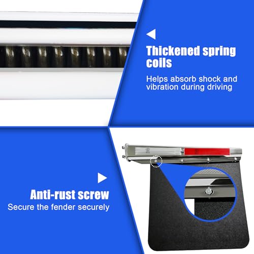 Image of Mud Flap Hanger Set Carbon Steel Chromed Finish, 30 inch Length Rear Bar for Semi Trucks, 1-1 /8 inch - 2.5 inch Bolt Spacing Spring Loaded Straight Mud with Reflective Tapes (2.0 inch Bolt)