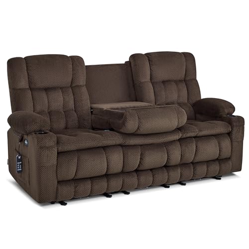 MCombo 81 in 3 Seater Reclining Sofa with Heat and Massage 6316M10 (Brown)