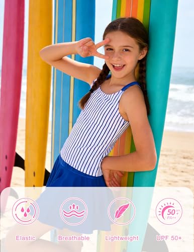 Image of ALISISTER Girls Tankini Swimsuit Two Piece Bathing Suits Summer Beach Swimwear with Shorts for 7-12 Years