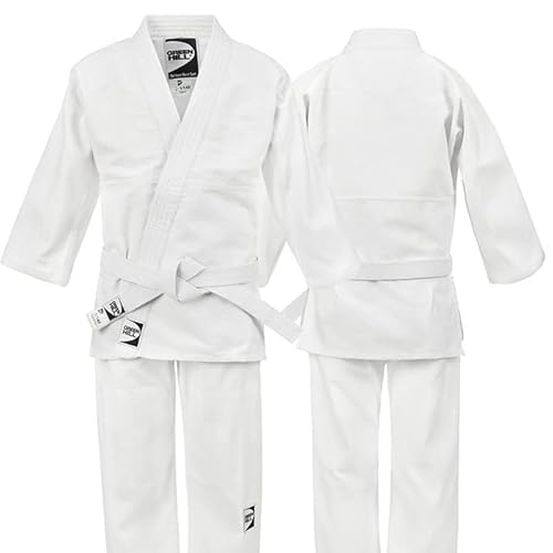 Judo Suit Junior with Black and Green Logo (White/Black, 120) Cover