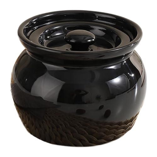 400ml Ceramic Stew Pot with Lid RedNote (Xiaohongshu) Chinese Egg Custard Pot Traditional Clay Stockpot Make The Beautiful and Delicious Soups Chicken Soup Steam Vegetables and Corn (Black)