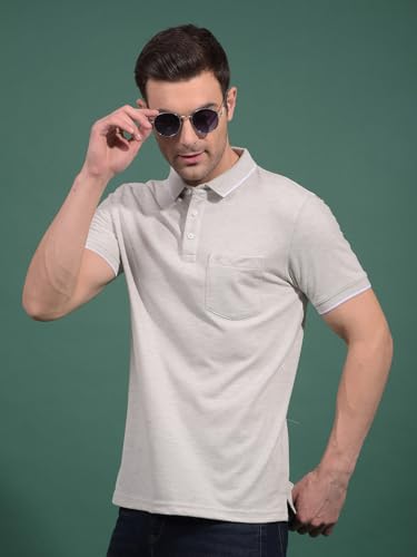 Image of Crimsoune Club Men's Grey Polo Neck T-Shirt