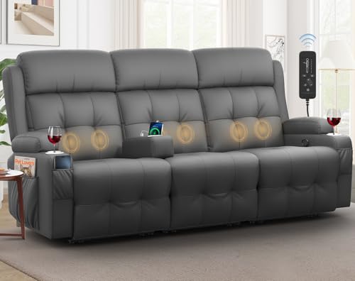 Massage Recliner Sofa with Cup Holders and Storage