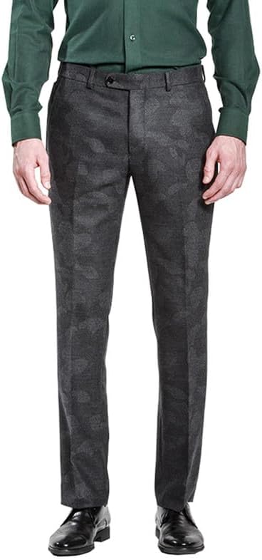 Men's Modern-fit Flat-Front Dress Pants Black Classic Separate Suit Pants Trousers for Business