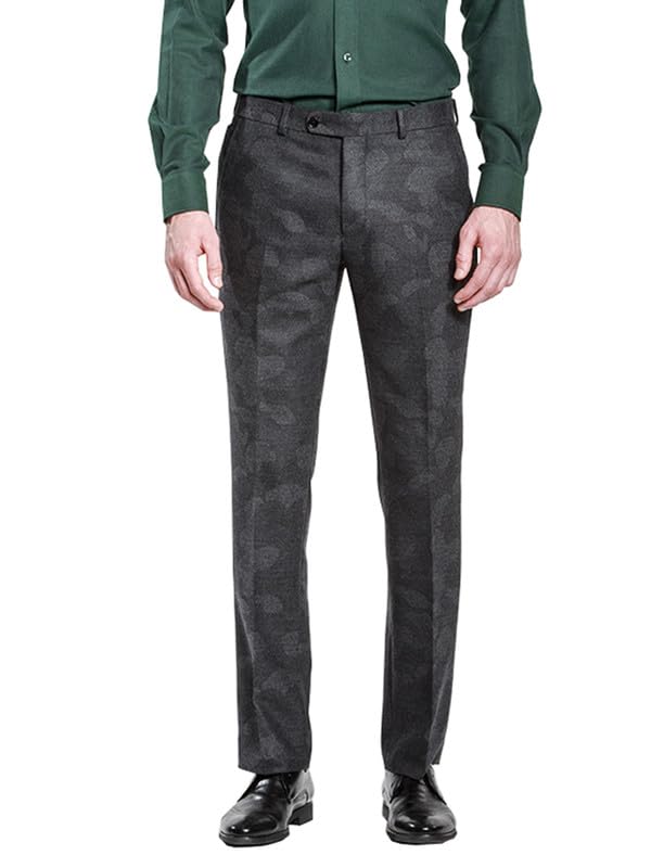 Men's Modern-fit Flat-Front Dress Pants Black Classic Separate Suit Pants Trousers for Business