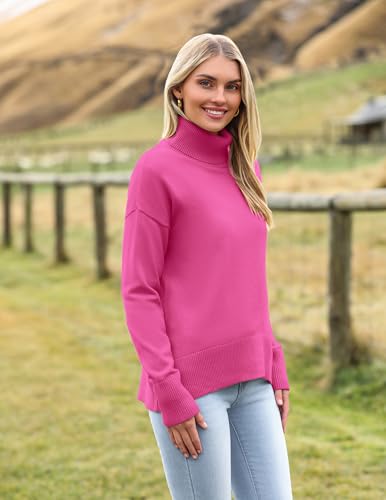 Image of Zeagoo Women's Turtleneck Sweater 2026 Fall Winter Chunky Knitted Pullover | High Low Hem Trendy Basic Jumper Top, Long Sleeve Casual Knit Pullover 2026, Fall Fashion Outfits, Winter Clothing for Women