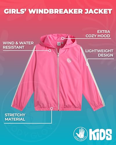 Body Glove Girls Windbreaker - Cozy Zip-Up Hooded Jacket for Girls (7-12)2