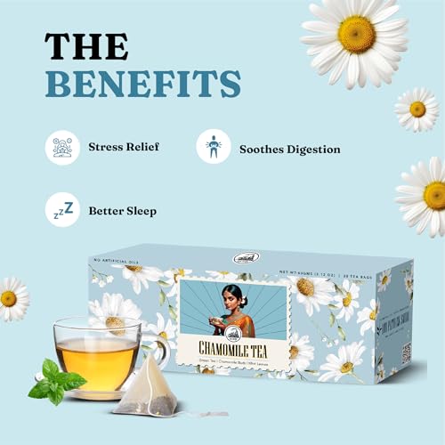 Image of Dorje Teas Chamomile Darjeeling Tea | 30 Pyramid Teabags (Pack of 1) | Selim Hill Estate | Soothing Floral Flavour | Promotes Sleep & Stress Relief | Organic Whole Leaf Blend | 30 Cups