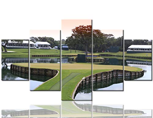 5 Panel Florida Golf Canvas Wall Art, Framed, 60x32 inches