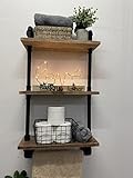 Bathroom Pipe Shelves with Towel Bar Industrial Pipe Shelving ,3Tier 20 inch Retro Rustic Farmhouse...