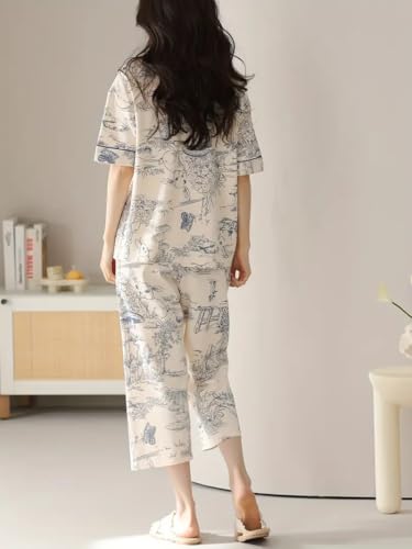 Image of Louis Luxe Womens Korean Night Dress || Full Pyjama Set || Korean Nightsuit || Women Nightwear ||Round Neck Full Sleeve Nightsuit || Loungewear || Everyday Nightdress (ND-17)