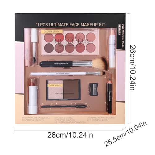 Jukeoiu Make-up Set für Anfänger | Make-up-Set für Damen Gesicht | 11-teiliges Mascara Concealer Lidschatten-Palette Lippenstift für Mädchen Teenager Weihnachten Geburtstag Hochzeit Party – Bild 6