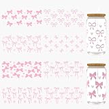 Dorsbaby UV DTF Cup Wraps, 8 Sheets for 16oz Glass Cups, Bow Pink Ribbon Clear Transfer Stickers for Tumblers and Bottles, Assorted Pattern Set
