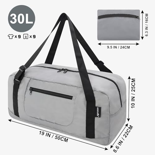 Image of HOLYLUCK Foldable Travel Duffel Bag For Women & Men Luggage Great for Gym -Light grey
