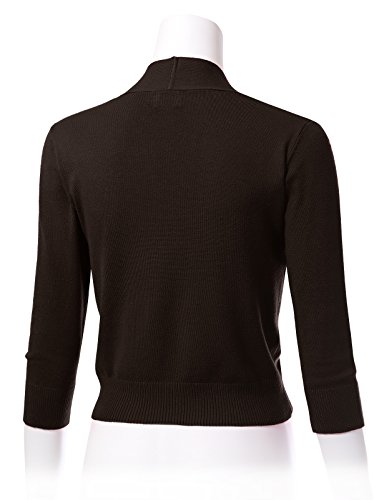 Image of Allsense Women's 3 /4 Sleeve Cropped Shrug Cardigan | Classic Bolero, Open-Front, Lightweight Soft Fine Knit Cover Up