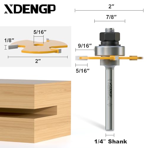 Image of 1 /4 Shank 3 Wing Slotting Cutter Router Bit for T-Molding Slot Cutting | 1 /8 inch Carbide Height