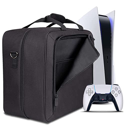 Tasche für Playstation 5, Tragetasche für Gaming Konsolen - Schutz Konsolentasche mit Schultergurt und Unterteilbaren Fächer für Controller und Zubehör – Kompatibel mit PS5 Digital Edition/Ultra HD