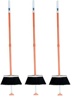 3-Pack SweepEasy Broom As Seen On Shark Tank - Scrape, Sweep & Go - for Indoor and Outdoor Use, Sweep Easy with Scraper (Orange)