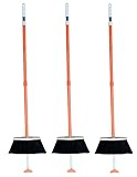 3-Pack SweepEasy Broom As Seen On Shark Tank - Scrape, Sweep & Go - for Indoor and Outdoor Use, Sweep Easy with Scraper (Orange)