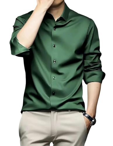 Image of IndoPrimo Men's Stylish Solid Satin Casual Shirt for Men Full Sleeve