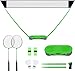FBSPORT Portable Badminton Net Set with Storage Base, Folding Volleyball Badminton Set with 2 Badminton Rackets 2 Shuttlecocks 10x5 ft Net, Easy Setup for Beach Backyard Combo Set Sport Games