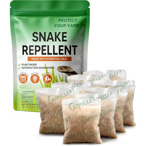 XLCKODY Snake Repellent for Yard Snake Away Repellent for Garden/Lawn Snake Deterrent Outdoor Backyard Snake Repellent Covers 120 Sq Ft Lasts Up to 60 Days 8 Packs/Bag