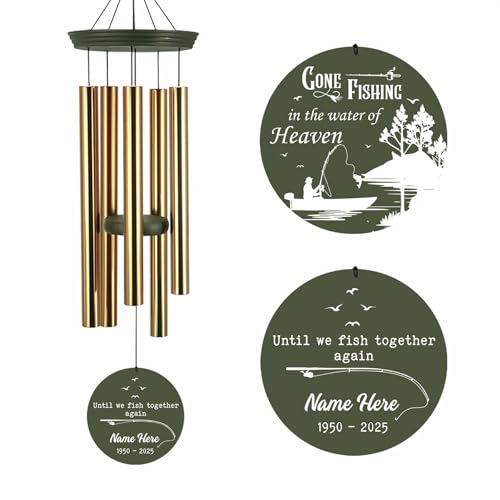 Image of ASTARIN Sympathy Gifts for Loss of Loved One, Condolences Wind Chimes for Loss Grandfather Dad Friends Who Like Fishing, Care Package for Grieving Friend(Produced in Texas)