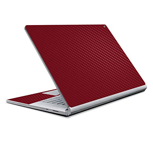 Image of MightySkins Carbon Fiber Skin for Microsoft Surface Book 2 13 inch (2017) - Solid Burgundy,Protective, Durable Textured Carbon Fiber Finish,Easy to Apply, Remove, and Change Styles,