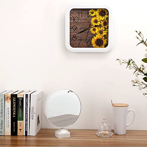 Pendule murale bois tournesols 26cm pour déco moderne maison - 5