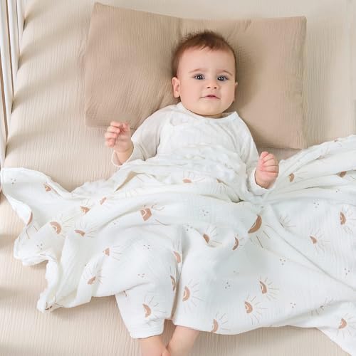 Image of JELLYMONI 2 Pack Muslin Toddler Pillowcase for 13x18 Pillow, 100% Cotton Baby Pillow Case Cover for Bed, Toddler Cot and Travel, Soft & Breathable Baby Kids Envelope Pillowcase, No Pillow