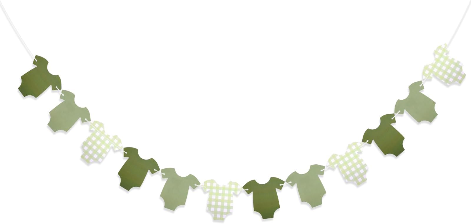 Green Bodysuit Banner, Green Plaid Onesie Baby Shower Banner, Garland Baby Shower Decorations, Showers Bunting Gingham Banners Gender Reveal Decorations