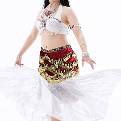 CLISPEED Mulheres Dança Do Ventre Quadril Cachecol Moedas Saias Envoltório Bellydance Franja Cinto X