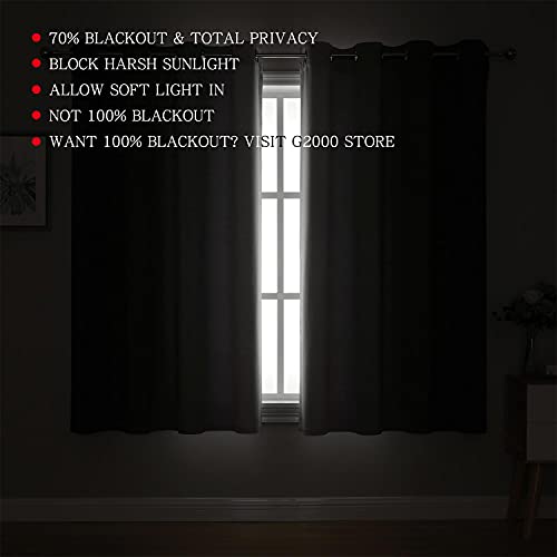 Image of G2000 Blackout Curtains & Drapes for Bedroom Living Room 63 Inch Length Green and Greyish White Room Darkening Window Treatments Ombre Thermal Insulated Light Blocking Grommet Backdrop 2 Panels Set