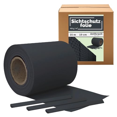 Kingpower Sichtschutz Zaunfolie PVC Sichtschutzstreifen für Doppelstabmatten Zaun Doppelstabmattenzaun Stabmattenzaun Gartenzaun Anthrazit 35 m