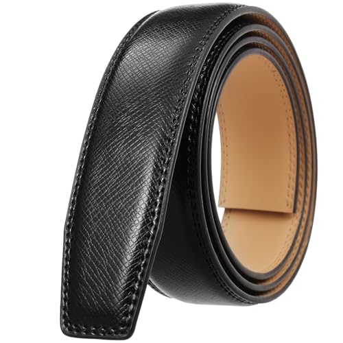 Leather Replacement Belt Simple Belt Strip Men's Replacement Belt Without Buckle(Black)