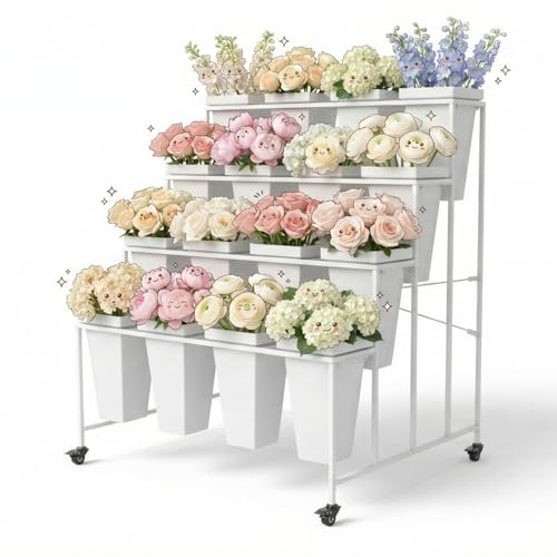 Large Wedding Flower Bar Stand with 16 Buckets, 4 Tier