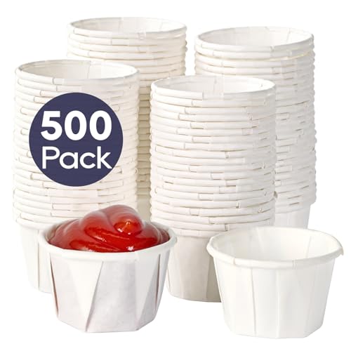 Image of LITOPAK 500 Pack 1 oz Disposable Condiment Cups, 1 oz Souffle Medicine Cups