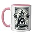 Witch Workout Fitness Deadlifting Hexes Flexes Tarot Card Ceramic Mug, Pink/White