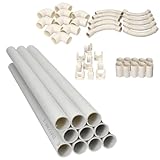 Jandei - Pack 10 uds. Tubo para Cables PVC Rígido Blanco Longitud 1 Metro. Diámetro 20 mm. Funda de Cable con Grapas de Sujección, Codo 90 Grados,Manguitos y Curvas de Empalme.