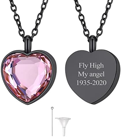 FindChic Waterproof Birthstone Ashes Necklace for Women Men Memorial Keepsake Urn Jewelery with Filling Kit Crystal Vial Necklace