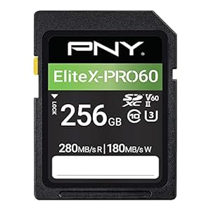 PNY 256GB EliteX-PRO60 Klasse 10 U3 V60 UHS-II SDXC Flash-Speicherkarte, EliteX-PRO 60, P-SD256V60280EXP6-GE