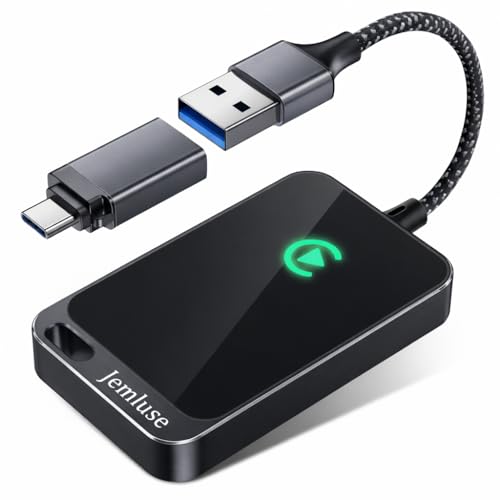 Jemluse Wireless CarPlay Adapter for Apple iPhone - Multi-User Seamless Connection for Convert Wired to Wireless Car Play Adapter - No Latency from iOS 10+ to Screen w/USB C(Charcoal)