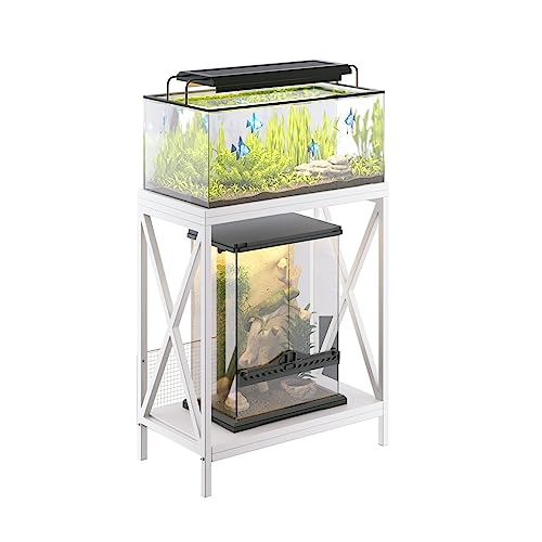 Fish Tank Stand, 10-20 Gallon Aquarium Stand Metal Frame for Fish Tank Accessories Storage, 2-tier Fish Tank Rack Shelf for Home Office, 24\" L x 13\" W x 28\" H