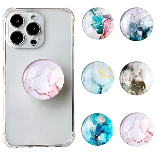 PLUSHCEWT 6er Pack Handyfingerring mit Marmor Design ausziehbarer Luftpolster Handyhalter 360 drehbarer und ausziehbarer Griffhalter für Smartphones und Tablets.