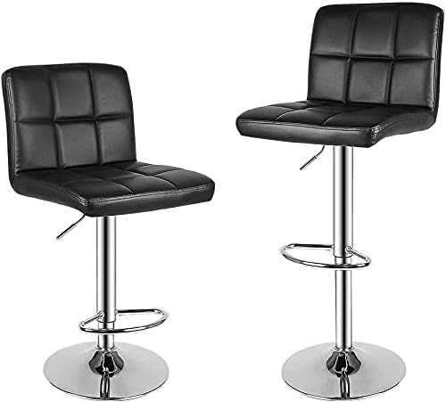 Barstool,Bigzzia Bar Stools Set of 2 PU Leather Swivel Height Adjustable Bar Chairs With Backrest For Breakfast Bar, Counter, Kitchen and Home Barstools