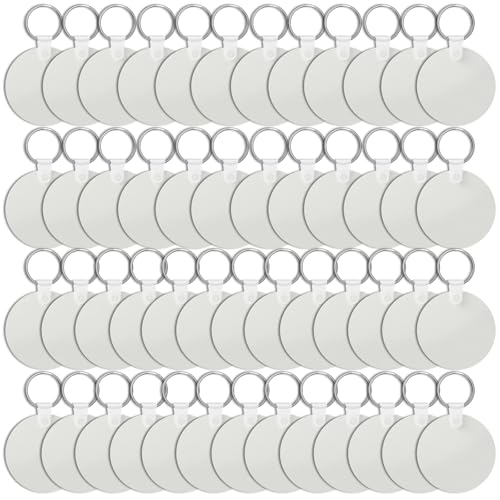 Lot de 50 porte-clés vierges rectangulaires ronds par sublimation avec anneaux de clips, transfert thermique double face en MDF pour porte-clés à faire soi-même (circulaire) Lot de 50 porte-clés vierges rectangulaires ronds par sublimation avec anneaux de clips, transfert thermique double face en MDF pour porte-clés à faire soi-même (circulaire)
