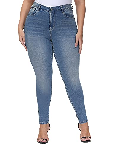 Womens Plus Size Skinny Jeans High Waisted Stretchy Classic Ankle Jean