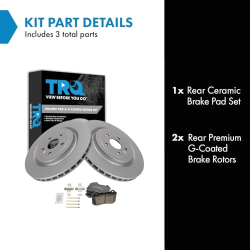Image of TRQ Rear Brake Pad and Rotor Set Ceramic G Coated 365mm Rotors | For 2009-2019 Cadillac CTS 2010-2019 Chevrolet Camaro