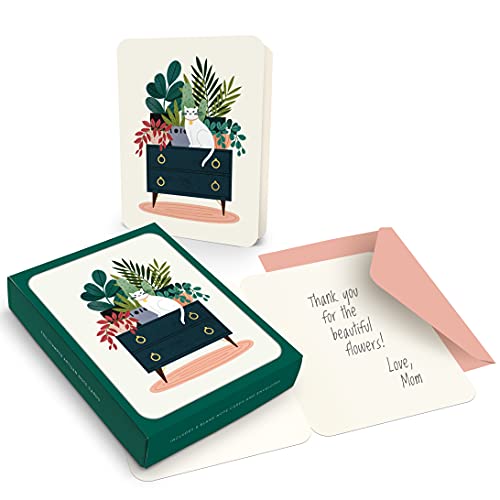 Studio Oh! Grußkarten, blanko, Motiv Hauskatze, 20,3 x 10,8 cm, bedrucktes strukturiertes Kunstpapier, verziert mit Folienprägungskarten und Umschlägen Cover